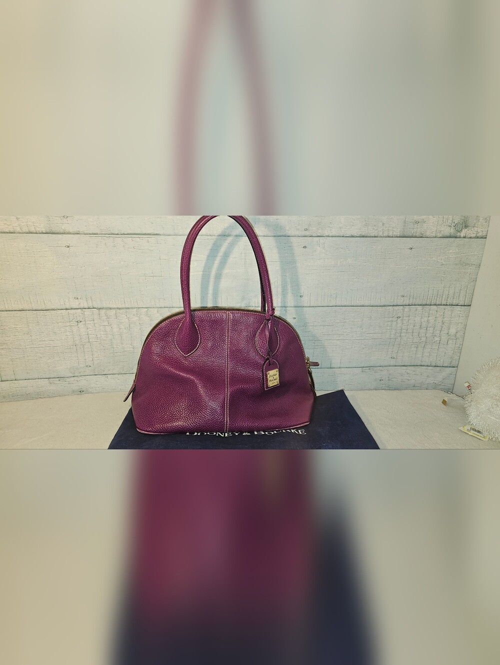 Dooney & Bourke Domed Plum Pebbled Leather Bag